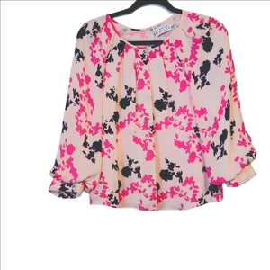 Tanya Taylor Pink Abstract Print Silk Blouse Size 4